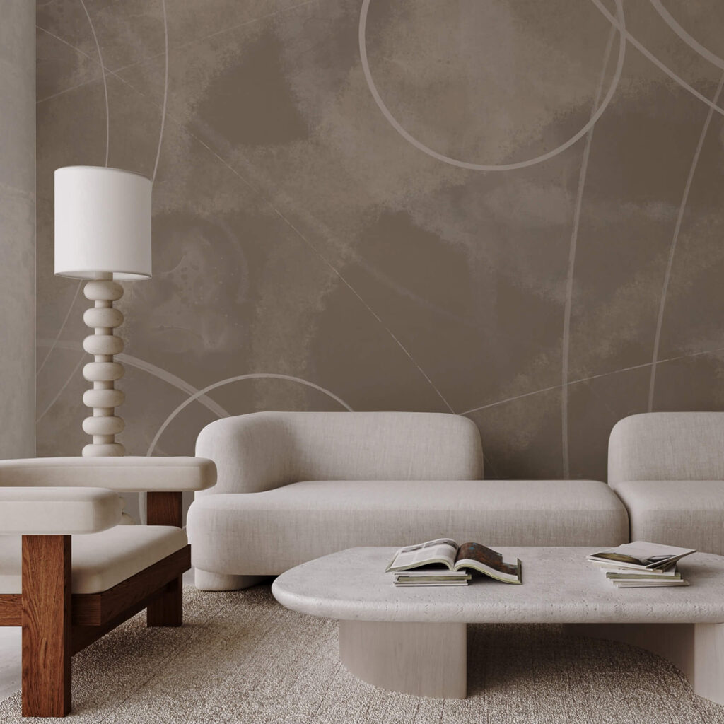 Brauner Hintergrund mit weißen Linien und Kreisen