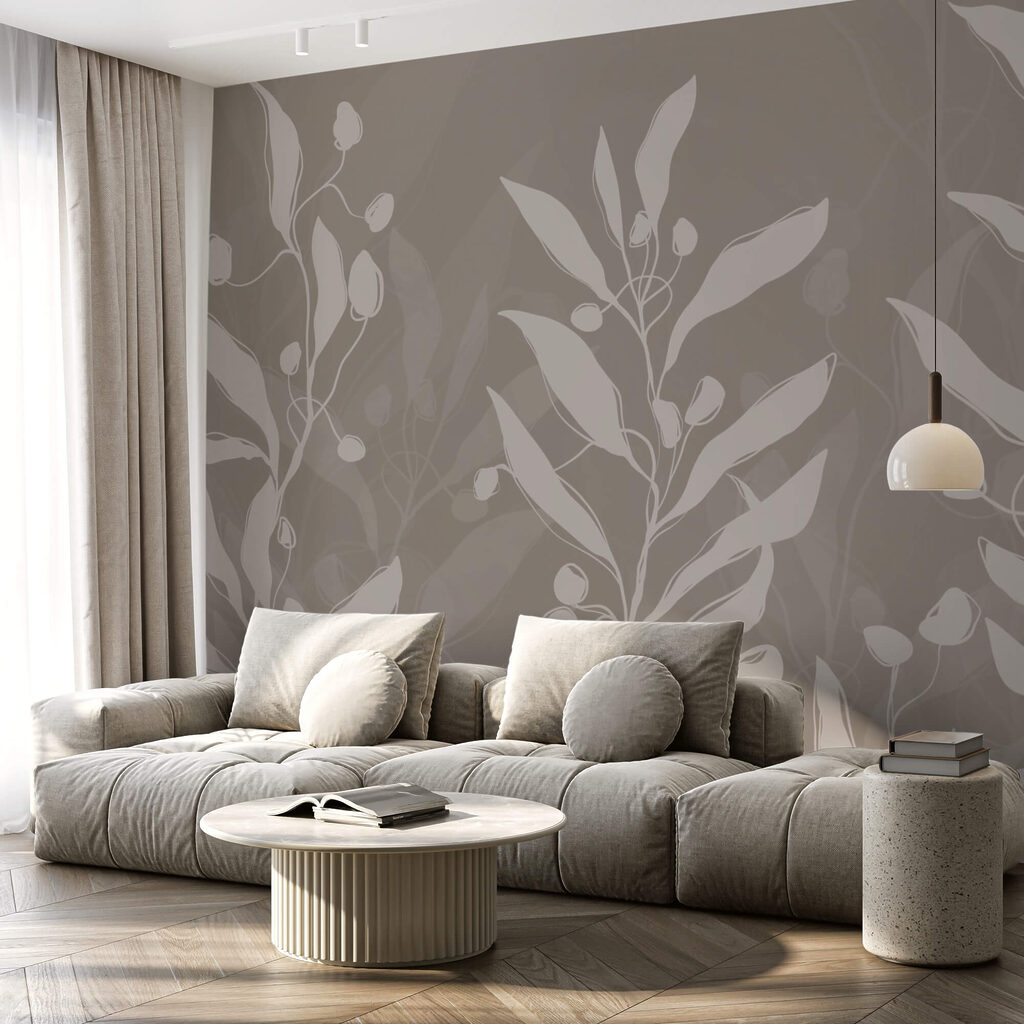 Sanftes botanisches Design auf neutralem Hintergrund