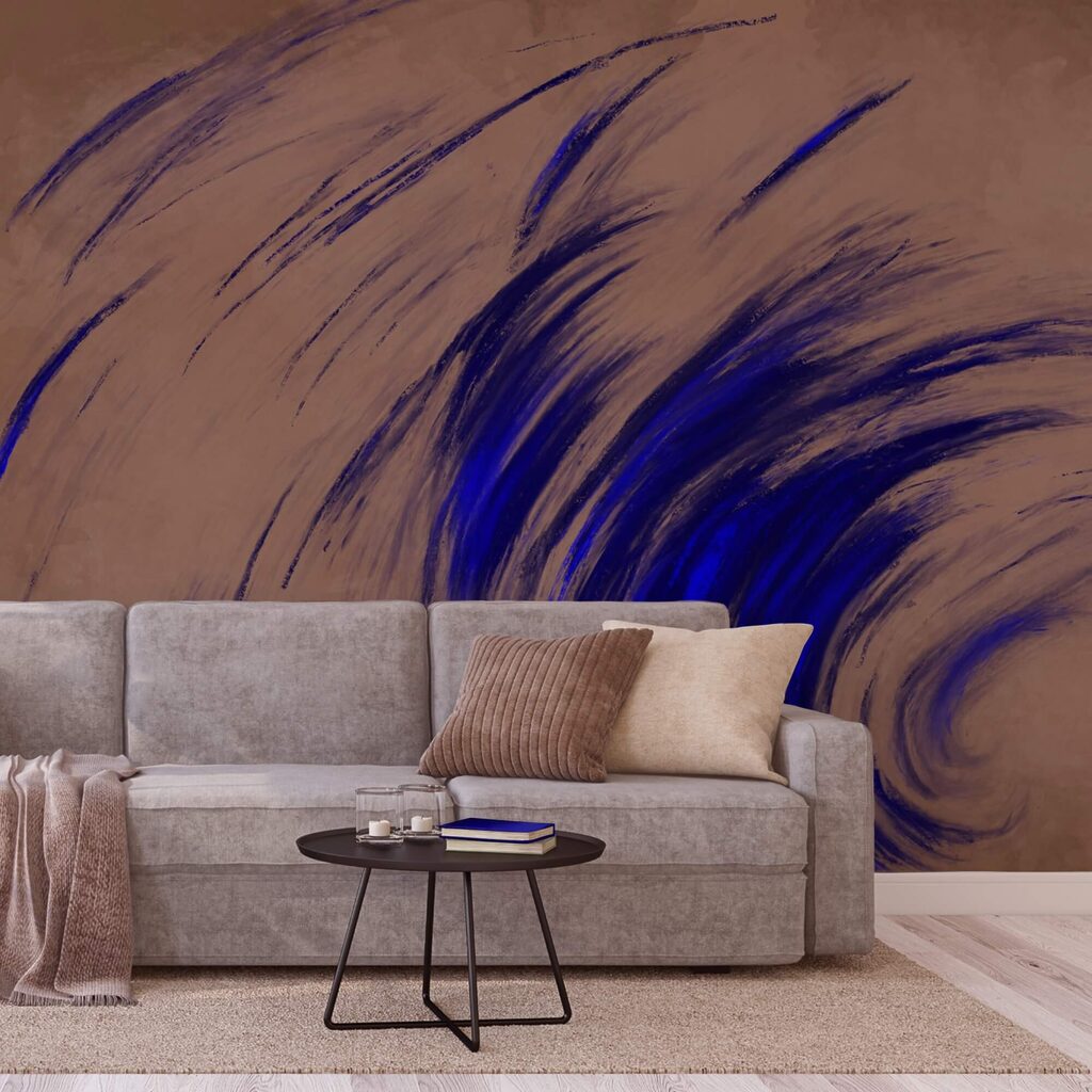 Blaue Wirbel auf braunem Hintergrund