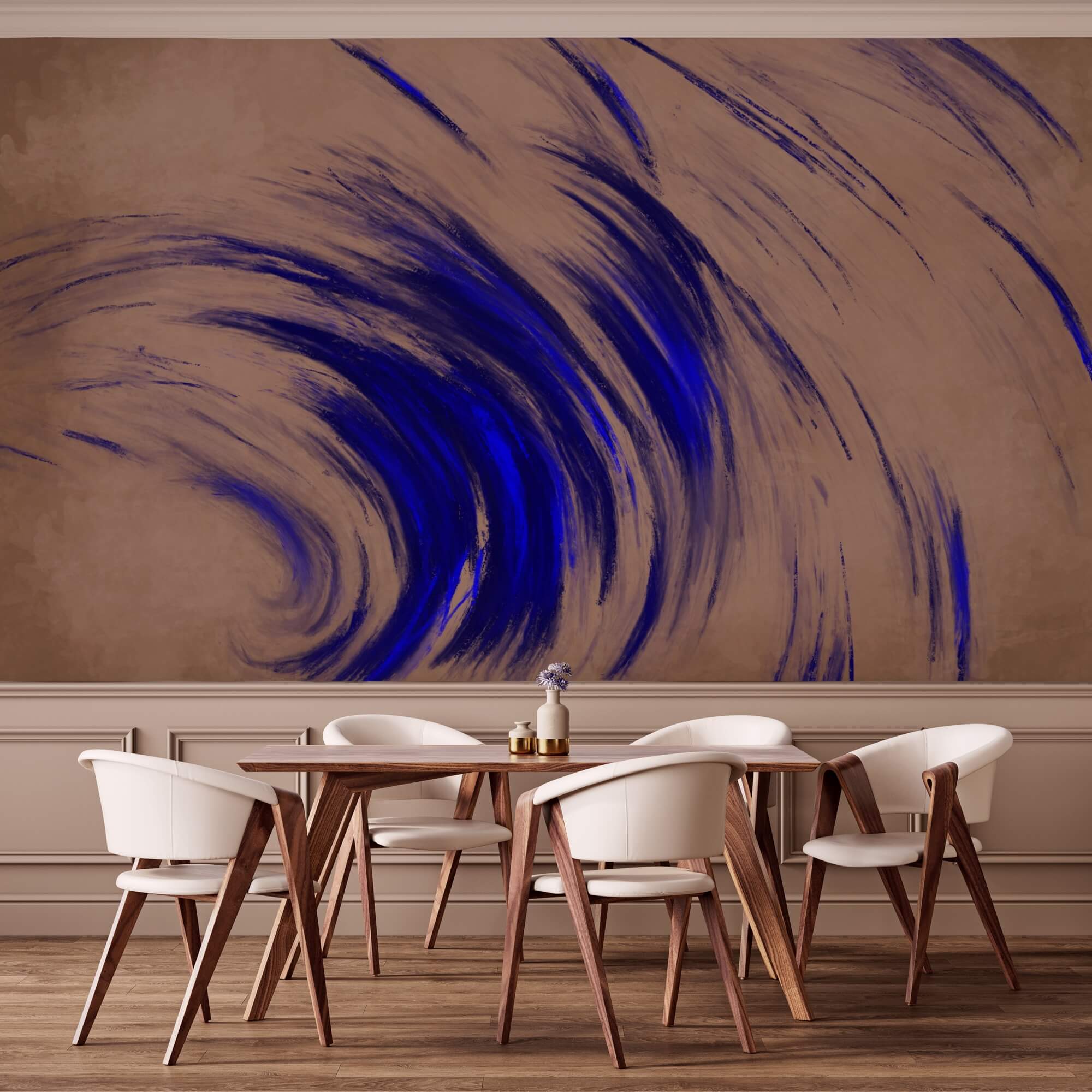 Blaue Wirbel auf braunem Hintergrund