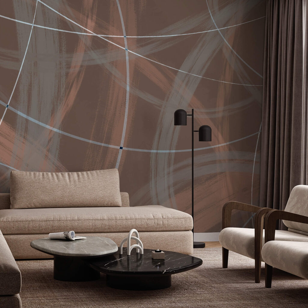 Brauner und weißer Hintergrund mit Linien und Kreisen