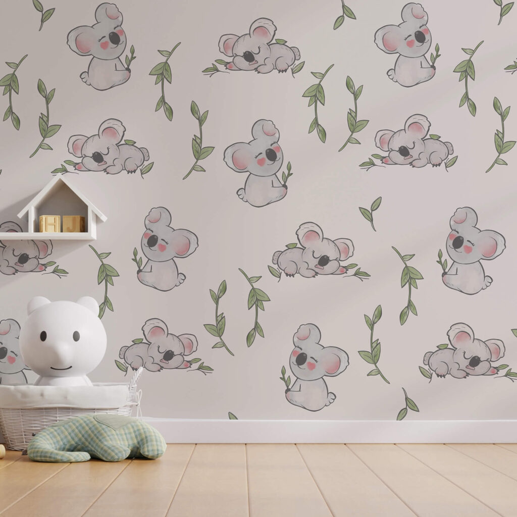 Muster aus Koalas und Blättern