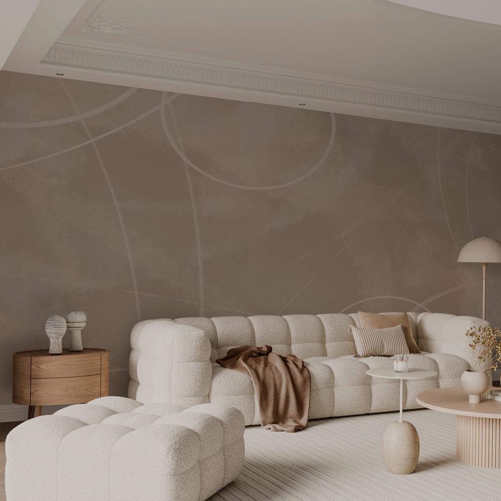 Brauner Hintergrund mit weißen Linien und Kreisen