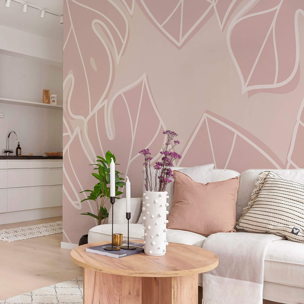 Rosa und weißes Blattmuster