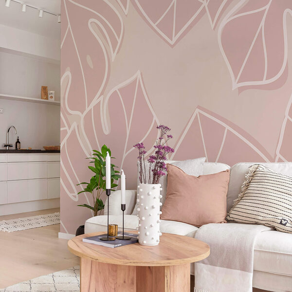 Rosa und weißes Blattmuster