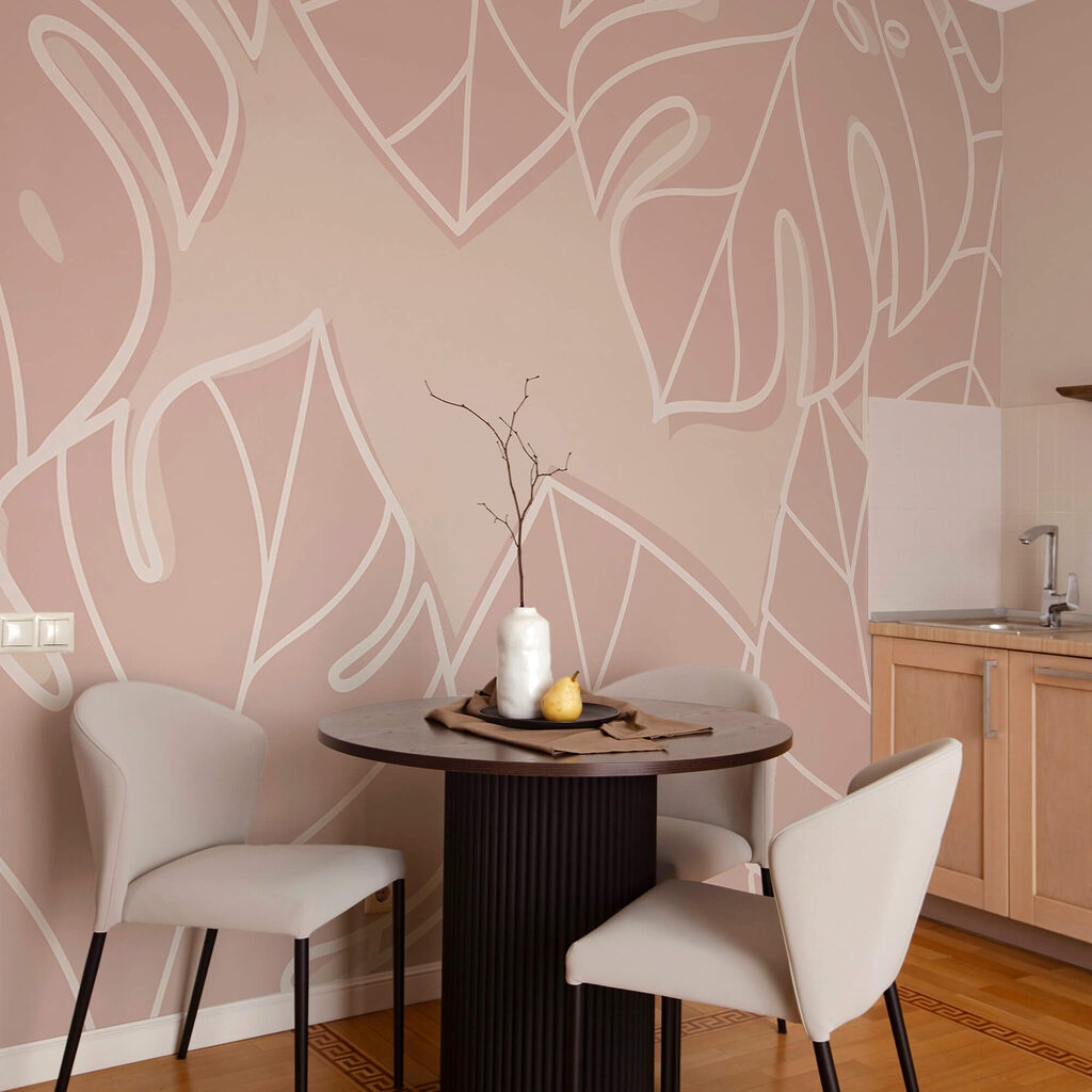 Rosa und weißes Blattmuster