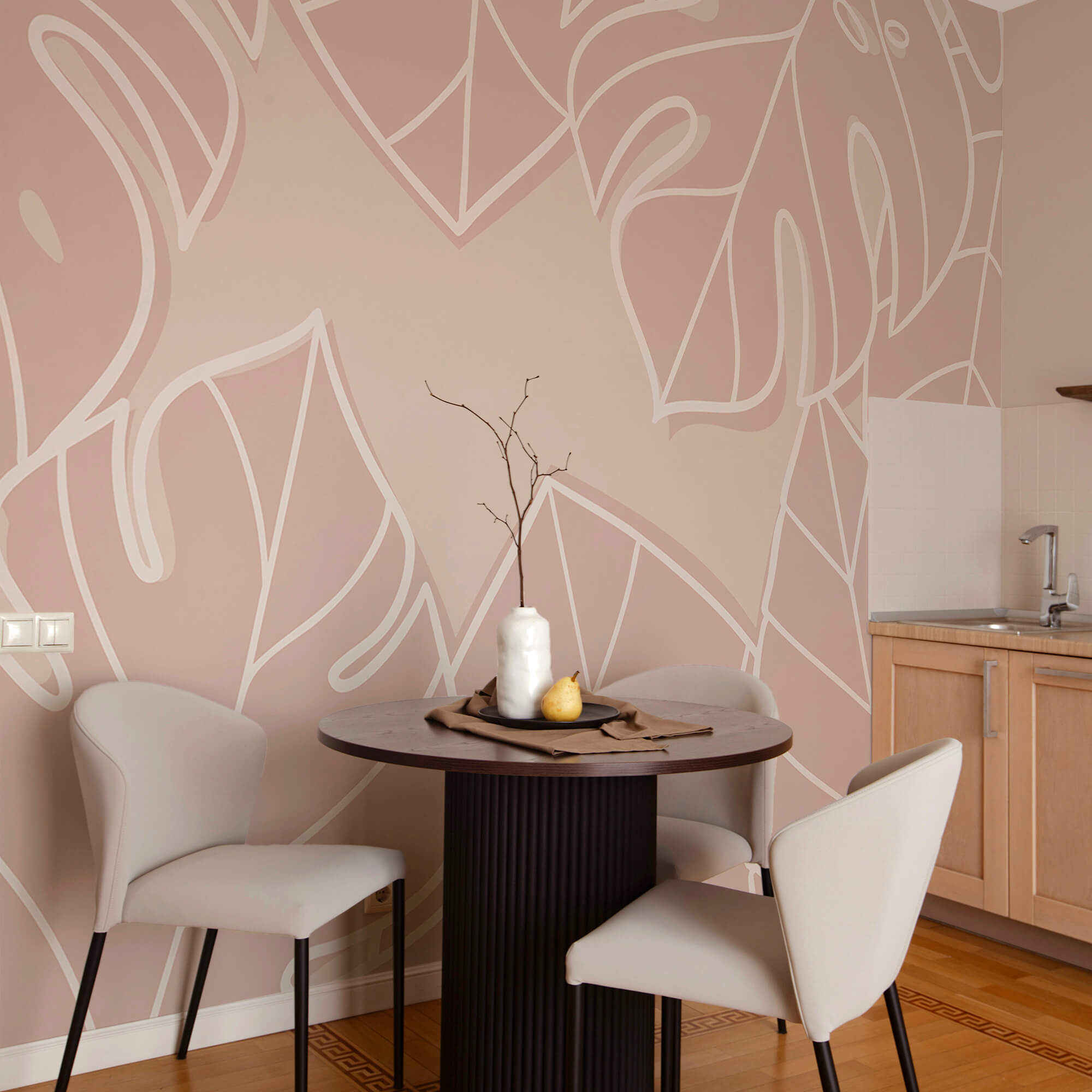 Rosa und weißes Blattmuster