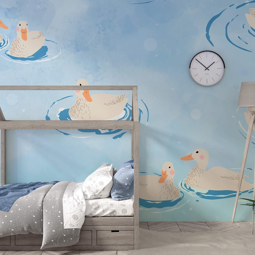 Gruppe von Enten schwimmen im Wasser