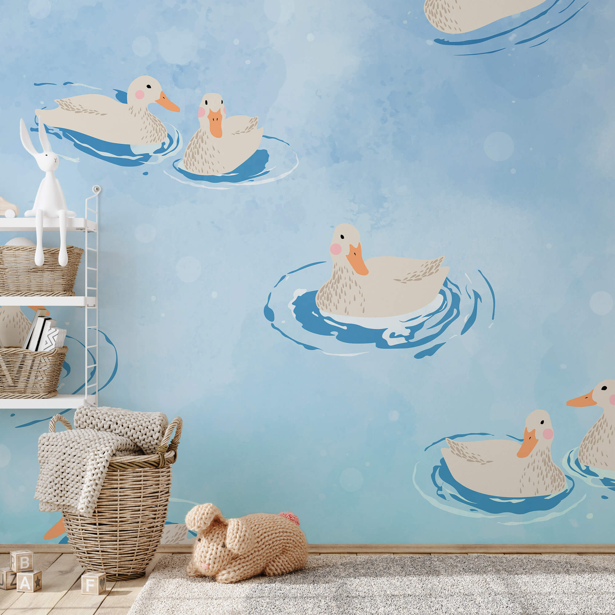 Gruppe von Enten schwimmen im Wasser