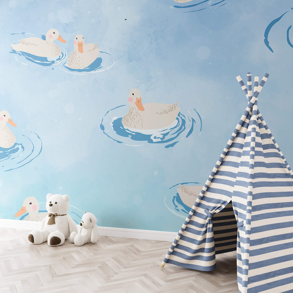 Gruppe von Enten schwimmen im Wasser