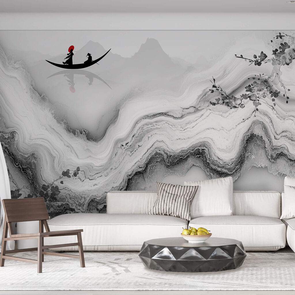 Gemälde einer Frau auf einem Boot