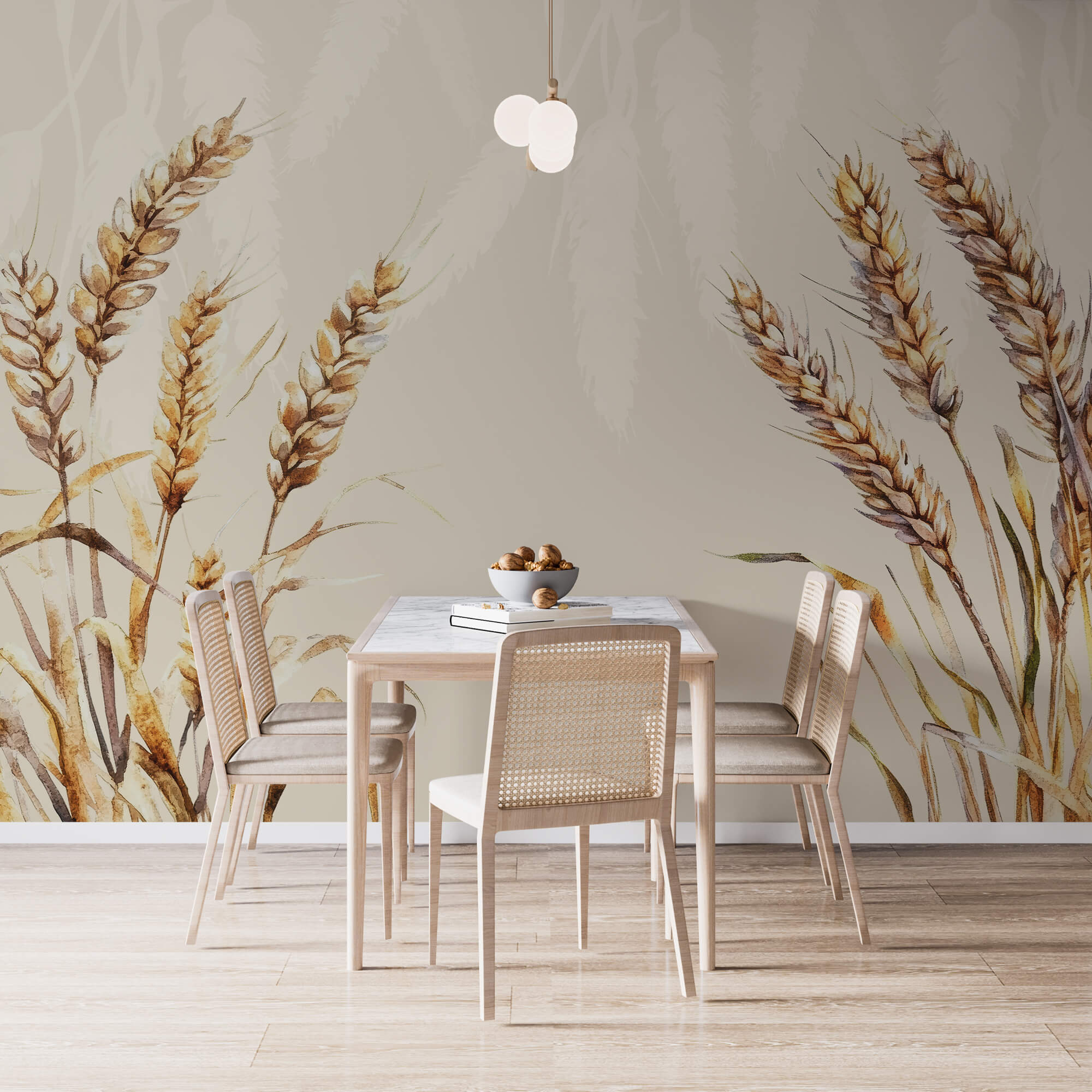 Gemälde von Weizen auf einem weißen Hintergrund