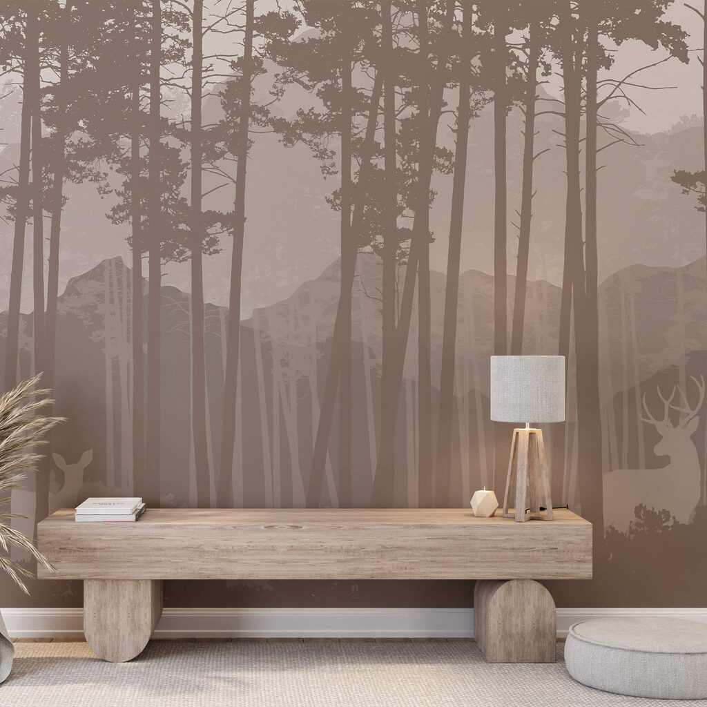 Gruppe von Hirschen in einem Wald