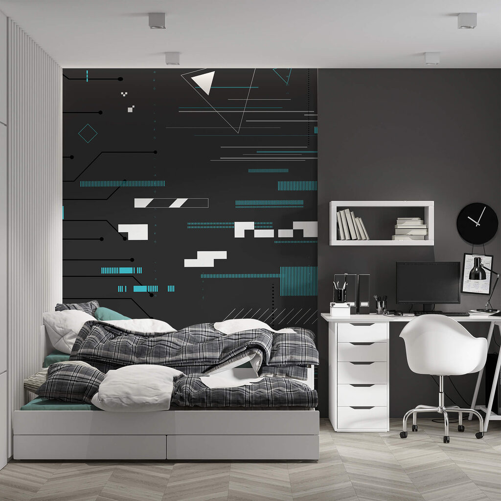 Schwarzer Hintergrund mit vielen Linien und Punkten