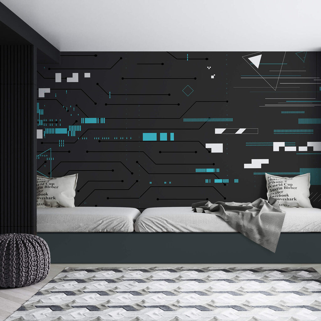 Schwarzer Hintergrund mit vielen Linien und Punkten