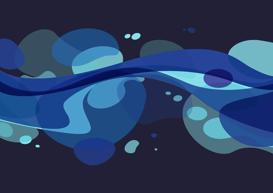 Blaues und weißes wirbelndes Design