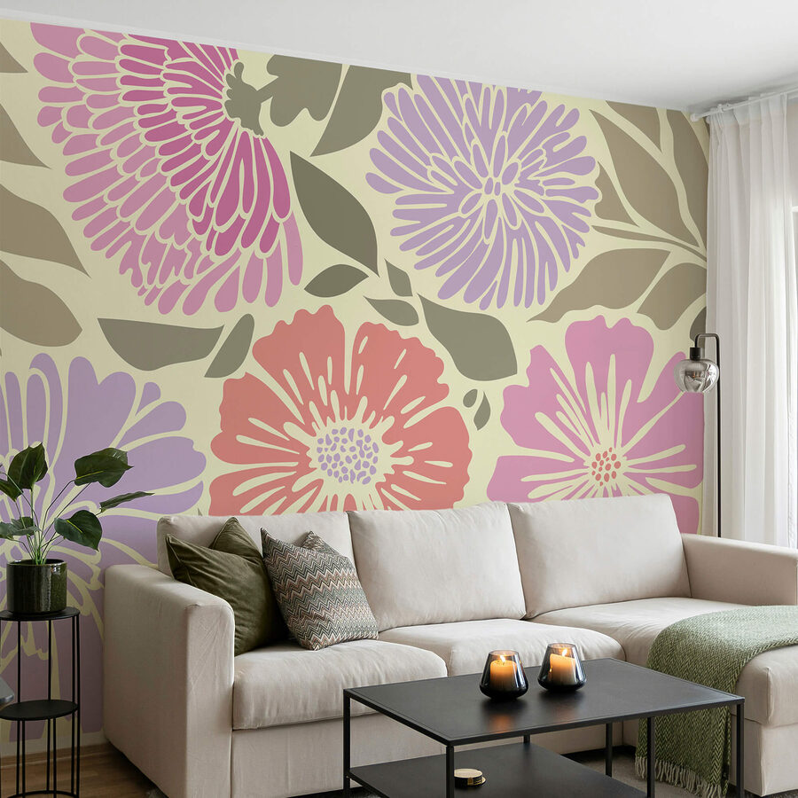 Buntes florales Muster mit Blättern