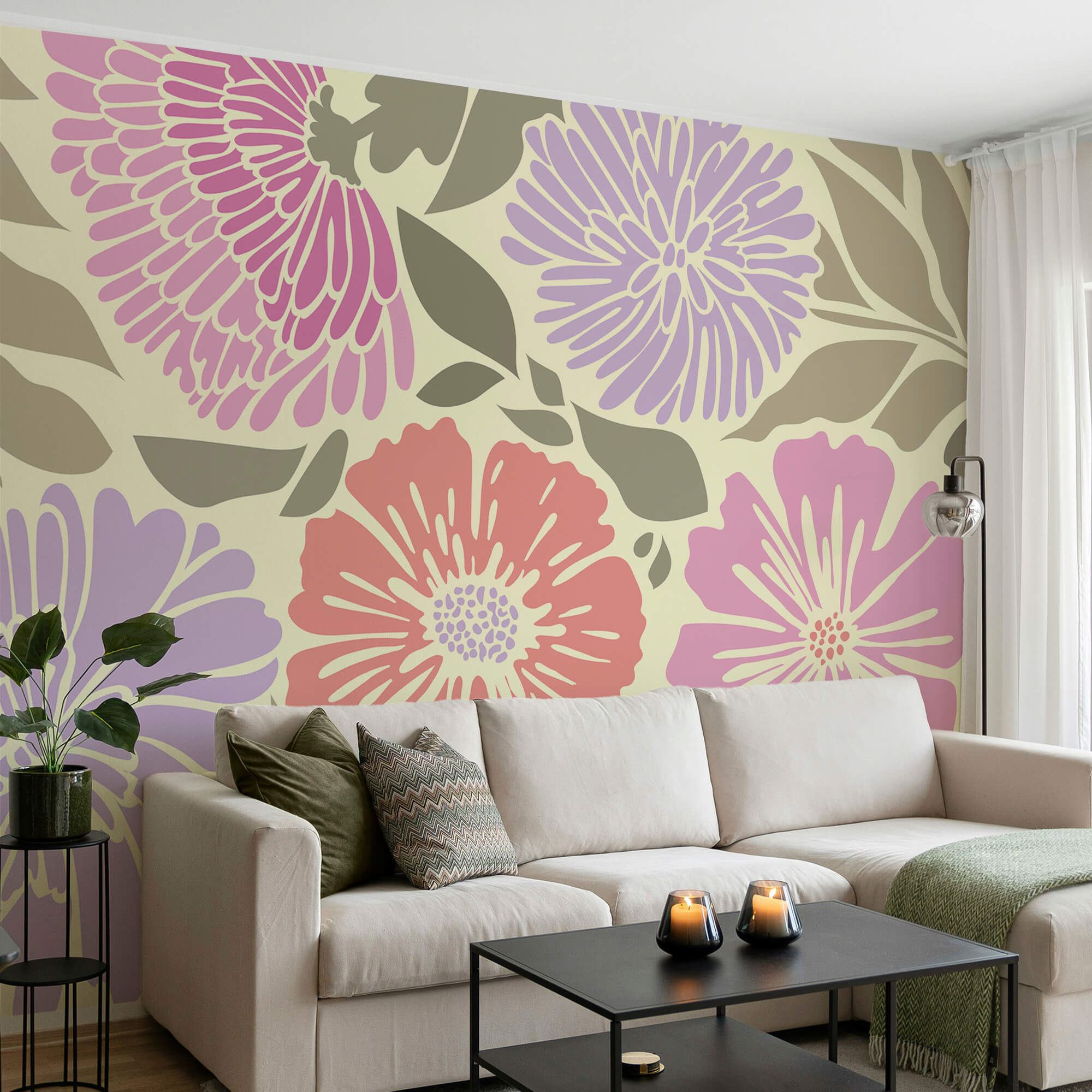 Buntes florales Muster mit Blättern