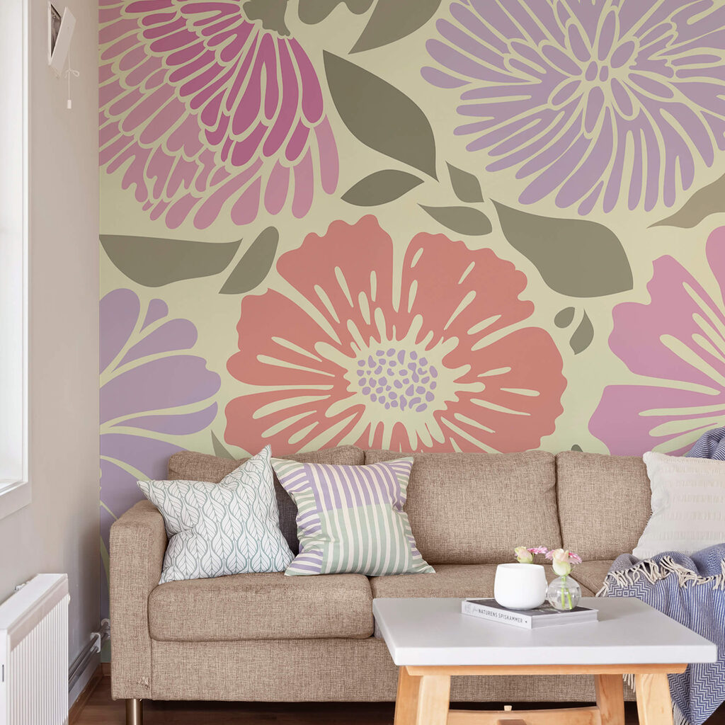 Buntes florales Muster mit Blättern