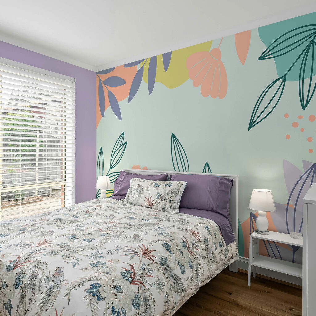 Buntes florales Muster mit Blättern