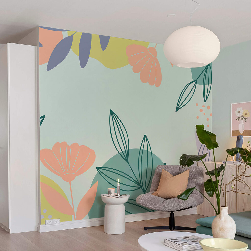 Buntes florales Muster mit Blättern