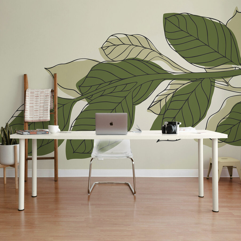 Grüne Blattpflanze mit schwarzen Linien