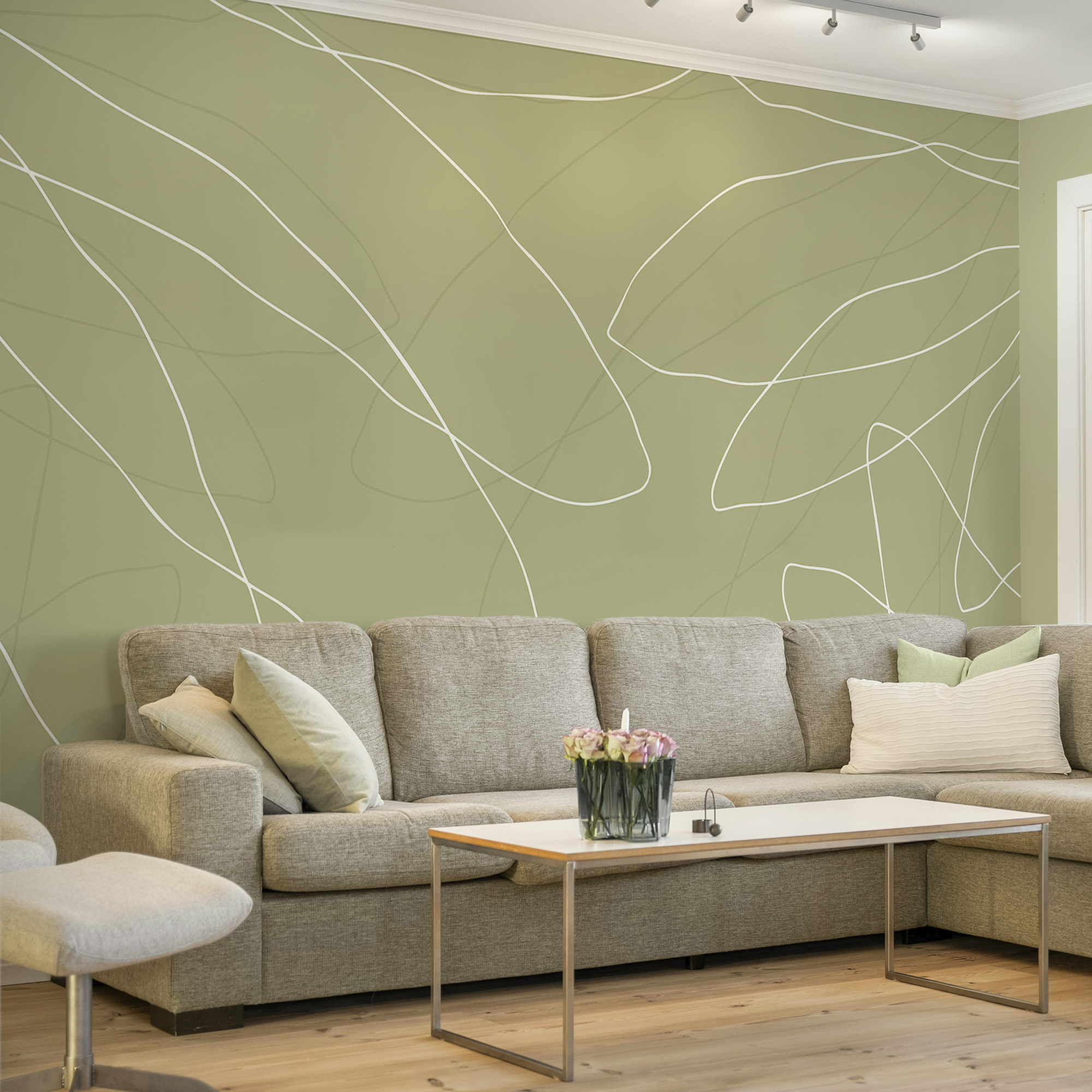 Grüner Hintergrund mit weißen Linien