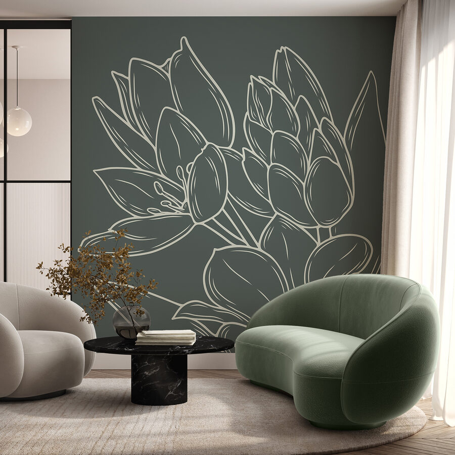 Zeichnung von Blumen auf einer Pflanze