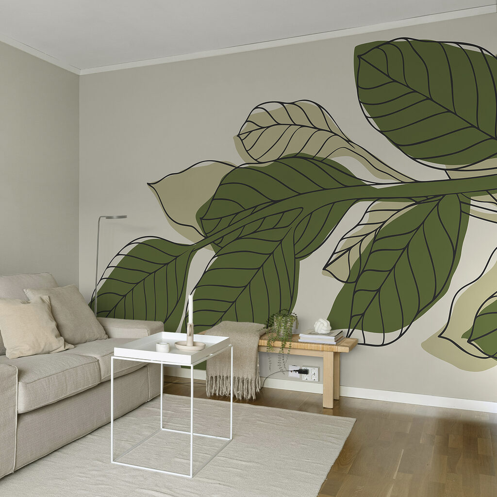 Grüne Blattpflanze mit schwarzen Linien