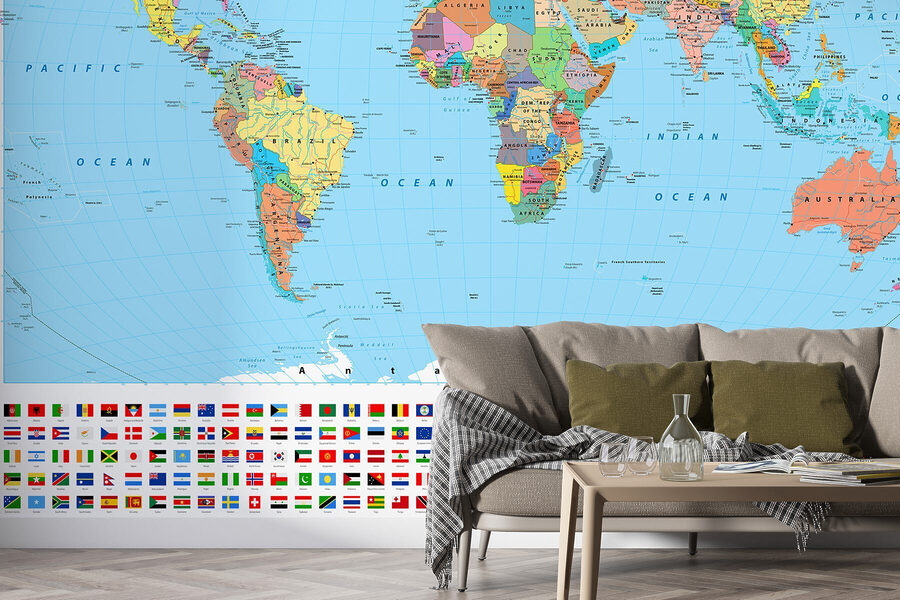 Karte der Welt mit verschiedenen Flaggen Karte der Welt mit verschiedenen Flaggen