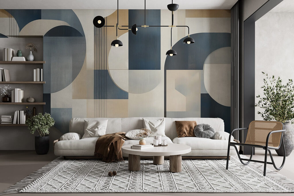 Buntes Kunstwerk mit geschwungenen Formen