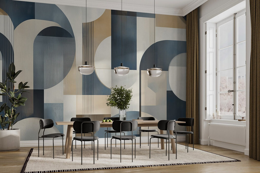 Buntes Kunstwerk mit geschwungenen Formen