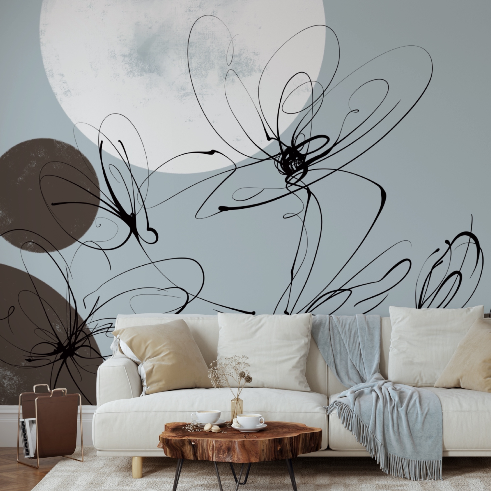 Zeichnung von Blumen und Kreisen Zeichnung von Blumen und Kreisen