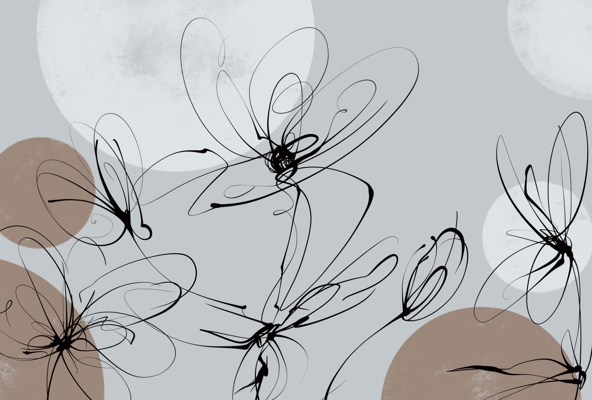 Drawing of flowers with circles and dots Drawing of flowers with circles and dots