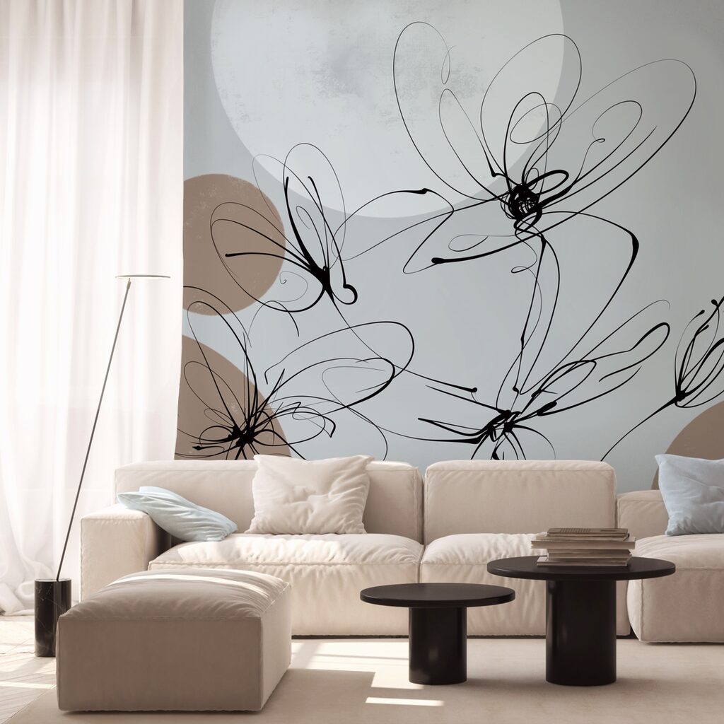 Zeichnung von Blumen mit Kreisen und Punkten Zeichnung von Blumen mit Kreisen und Punkten