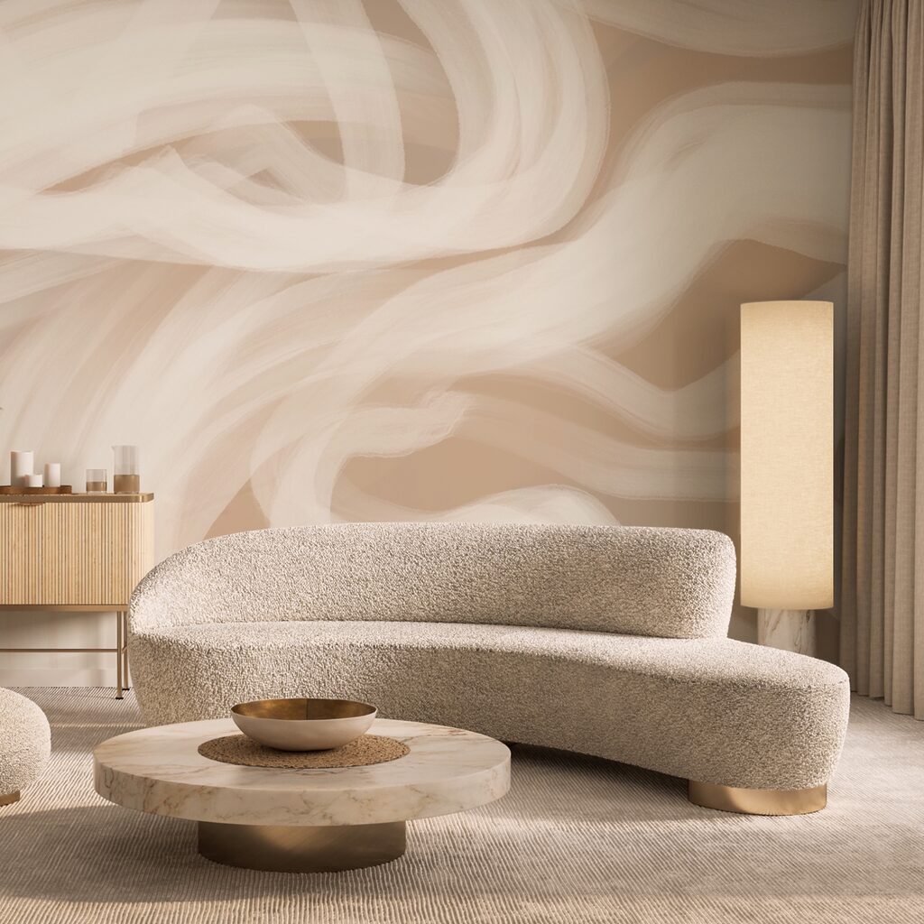 Weiße Wirbel auf hellbraunem Hintergrund