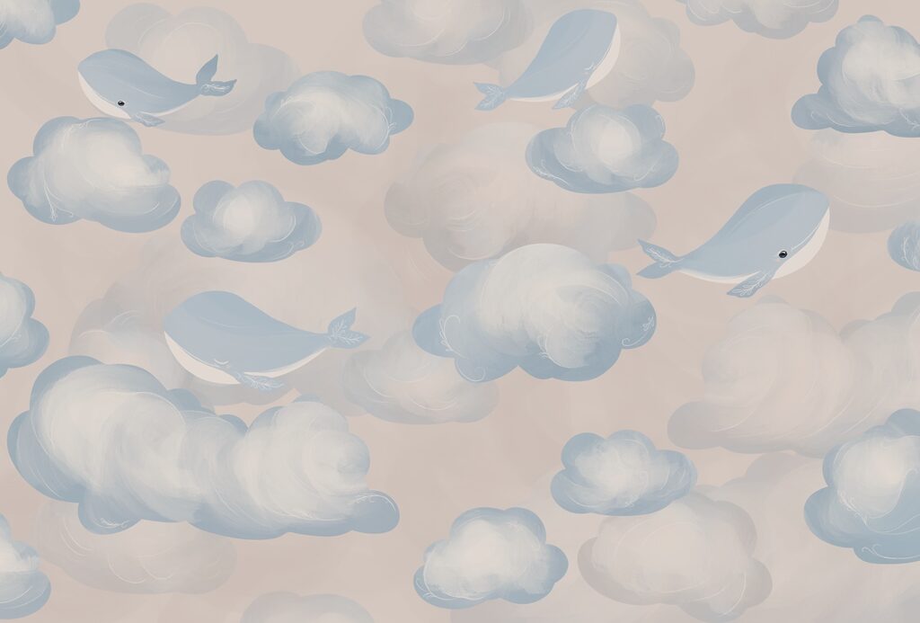 Blaue und weiße Wolken und Wale Blaue und weiße Wolken und Wale