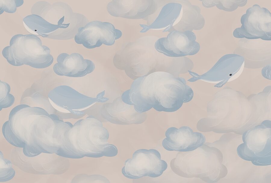 Blaue und weiße Wolken und Wale