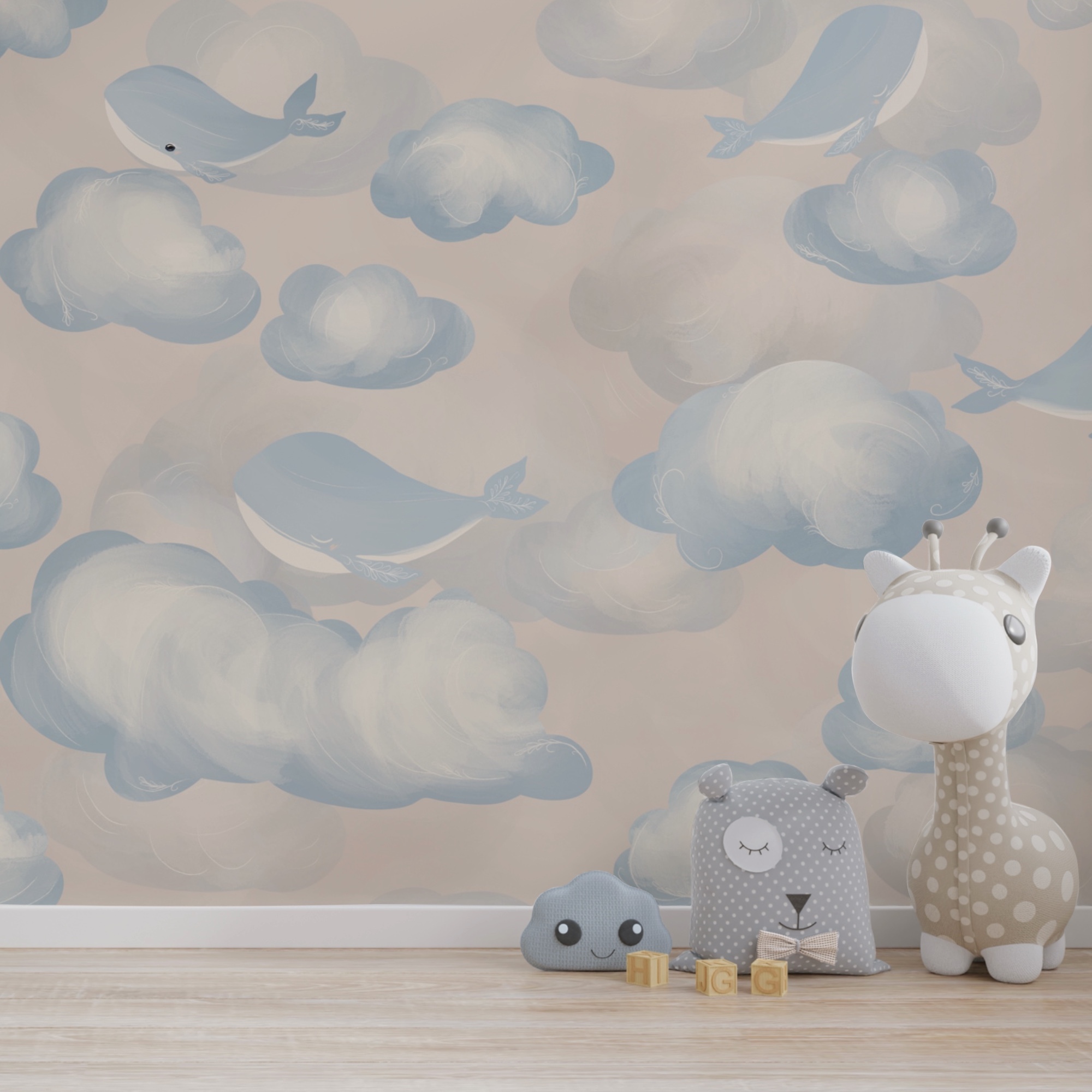 Blaue und weiße Wolken und Wale Blaue und weiße Wolken und Wale