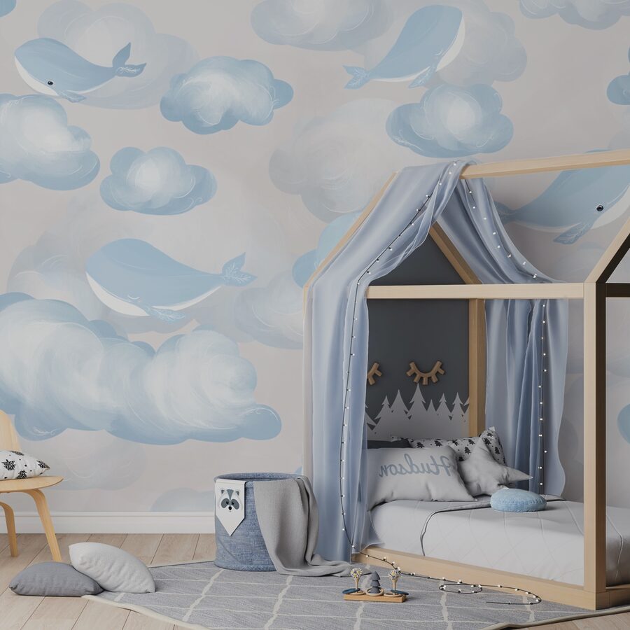 Blaue und weiße Wolken und Wale Blaue und weiße Wolken und Wale