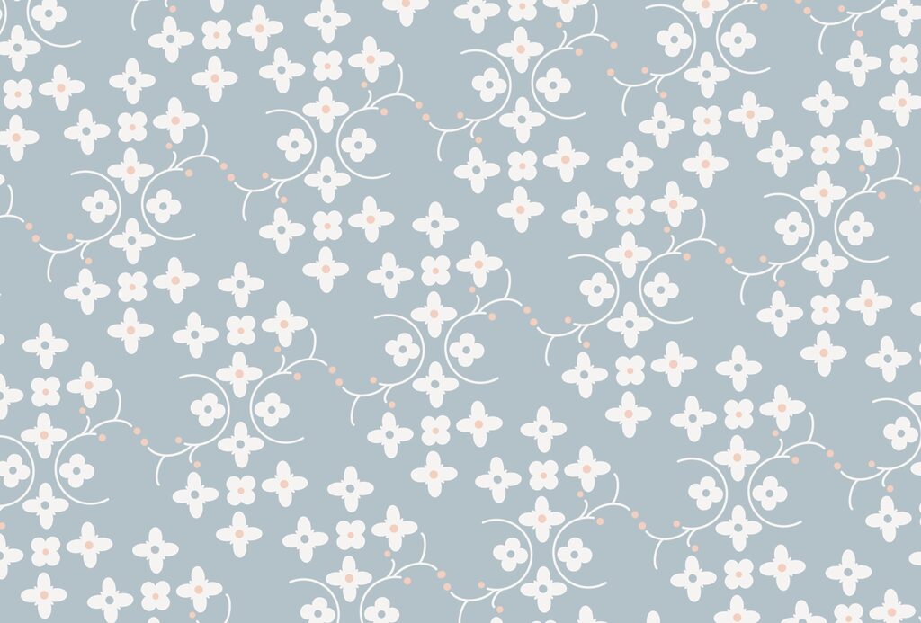 Muster aus weißen Blumen und rosa Punkten auf blauem Hintergrund t00159p 1024x693 - Muster aus weißen Blumen und rosa Punkten auf blauem Hintergrund