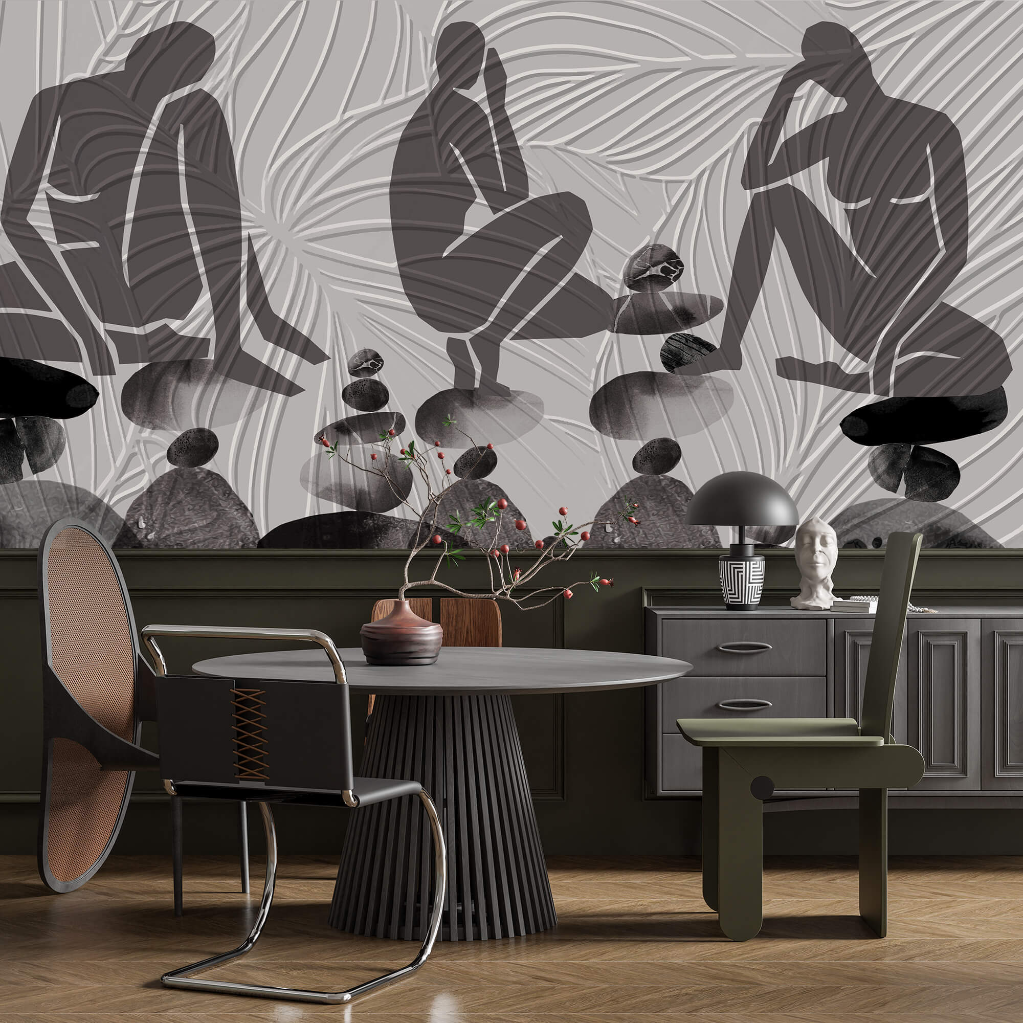 Gruppe von auf Felsen sitzenden Menschen