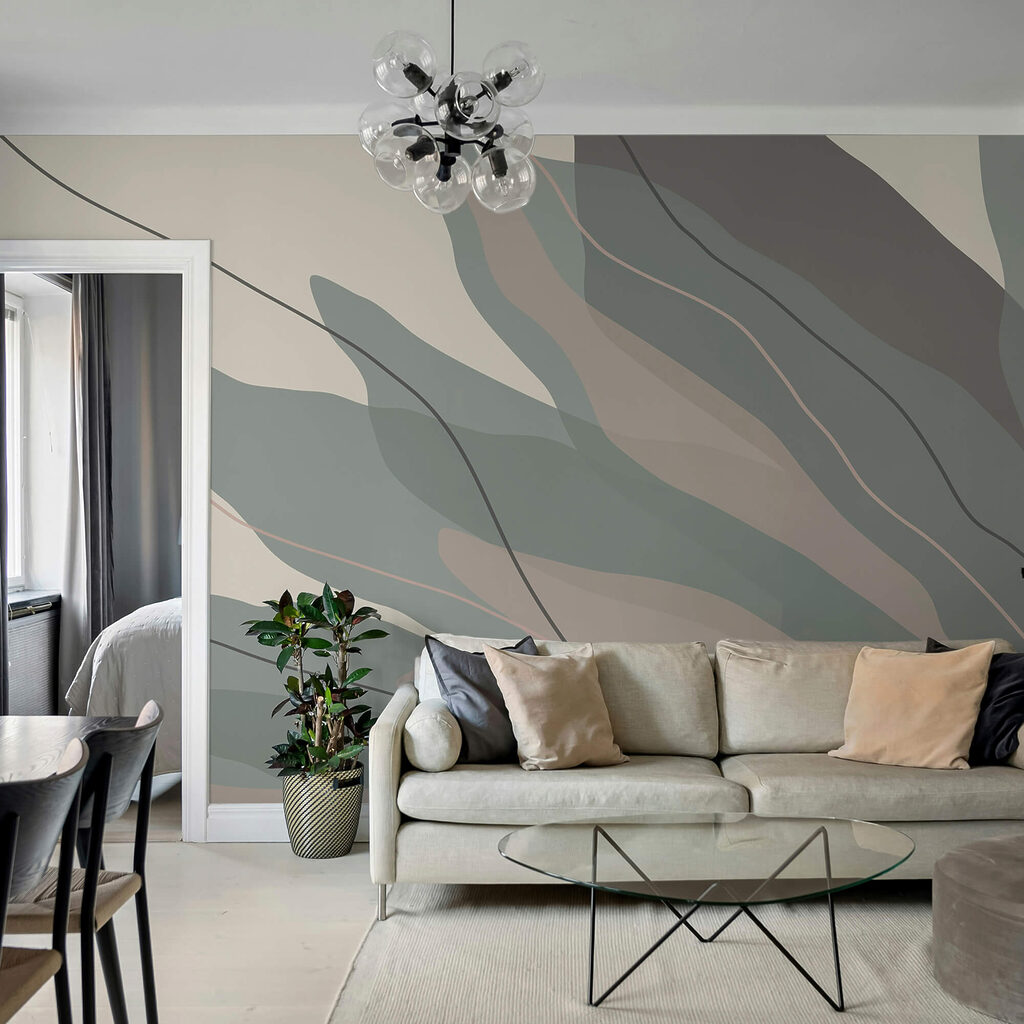 Fließende Formen in sanften Farbtönen