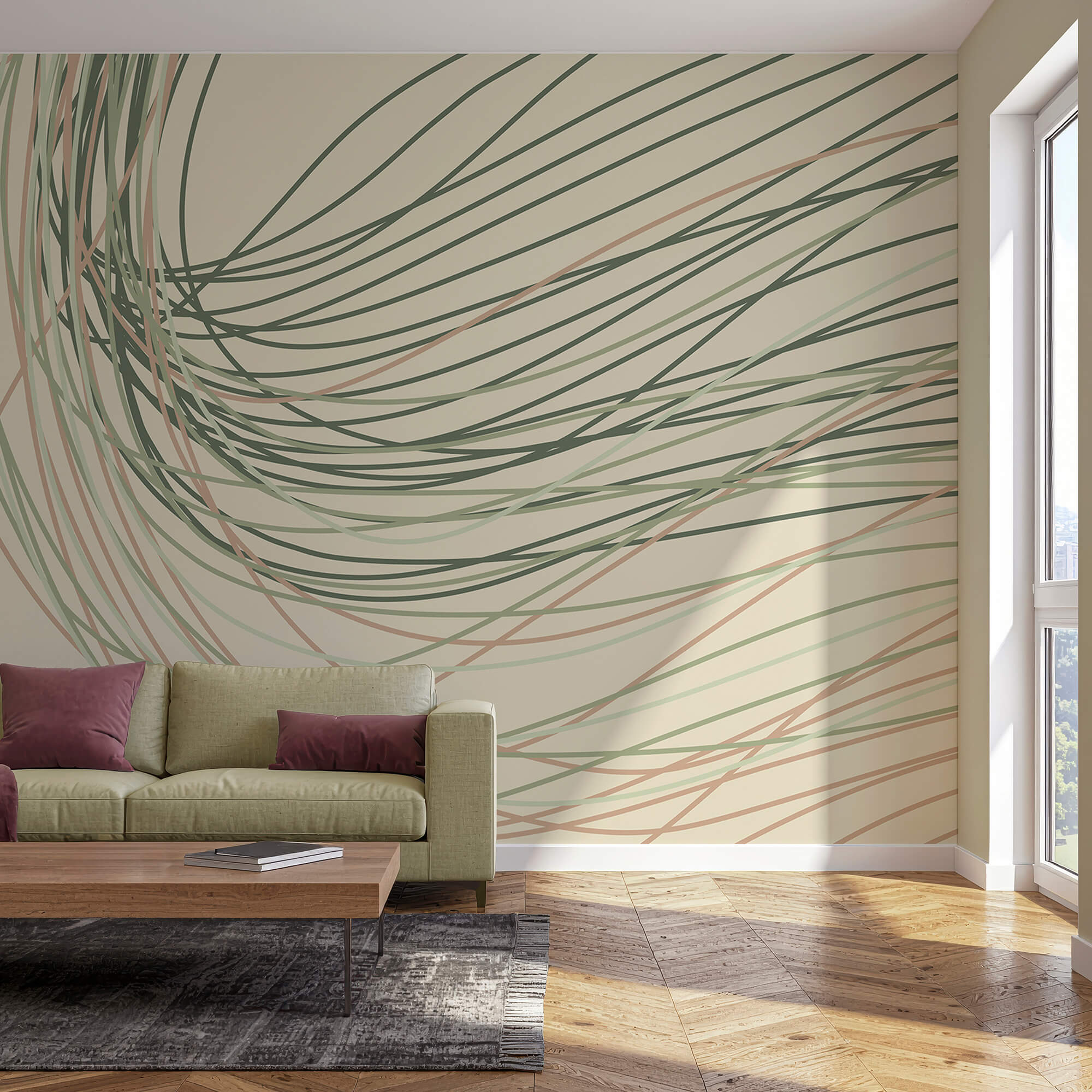 Fließende Linien in sanften Pastelltönen