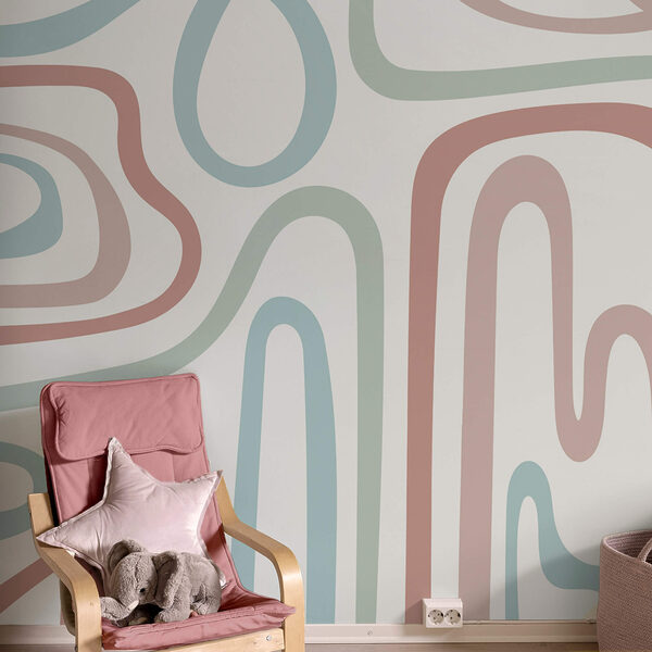 Wandgemälde Bunte Linien auf weißem Hintergrund Wandgemälde Bunte Linien auf weißem Hintergrund