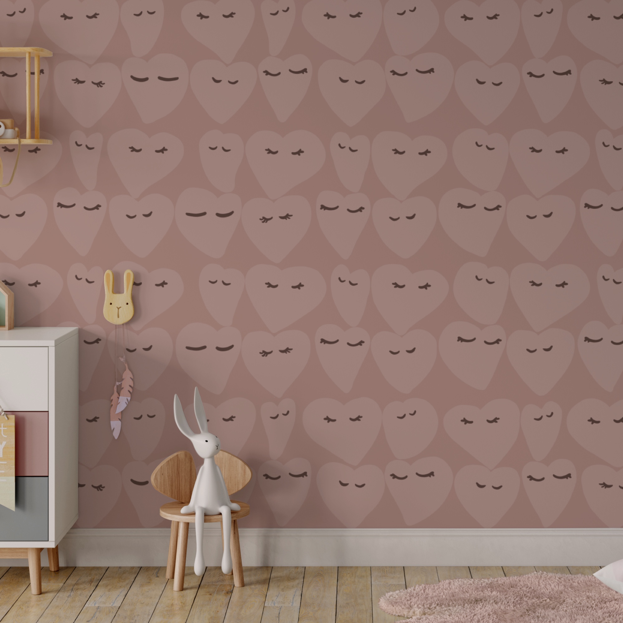 Herzmuster mit verspielten Ausdrücken