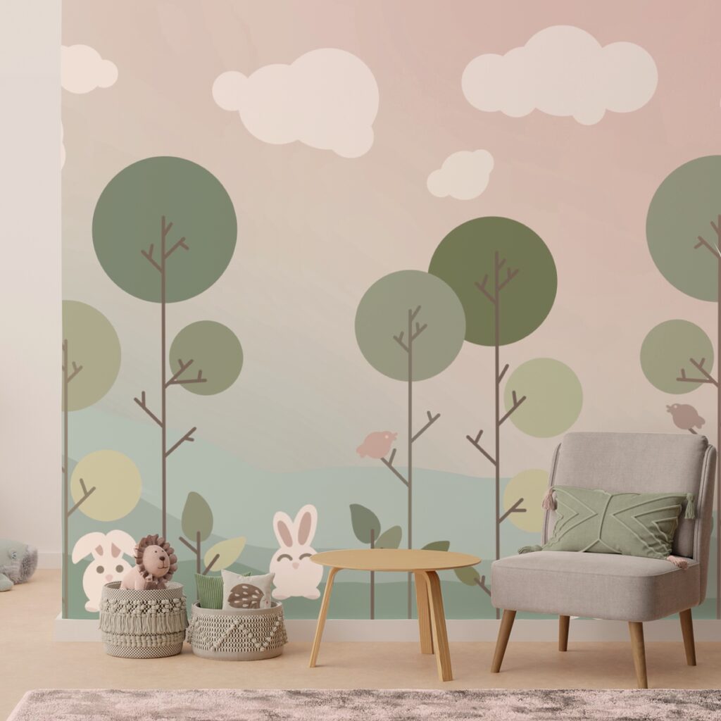 Gruppe von Hasen und Bäumen Gruppe von Hasen und Bäumen