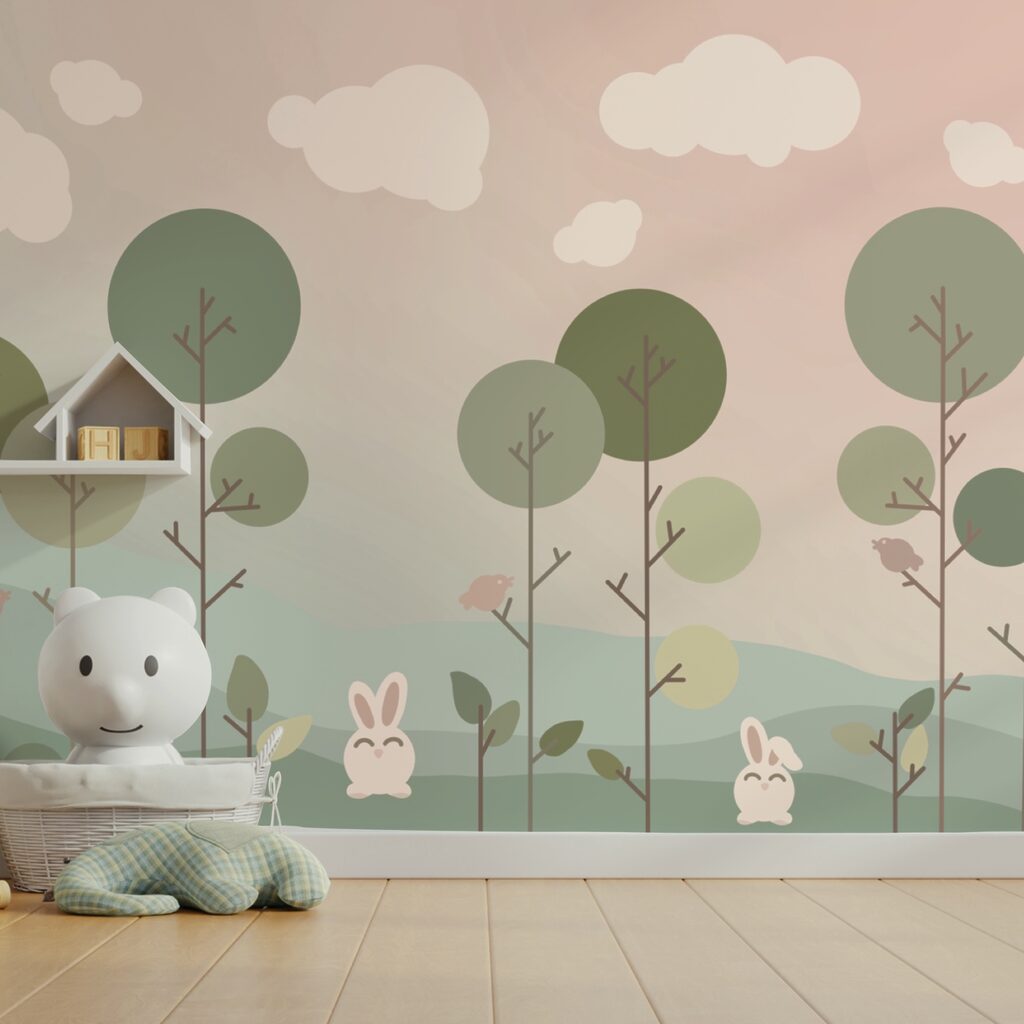 Gruppe von Hasen und Bäumen Gruppe von Hasen und Bäumen