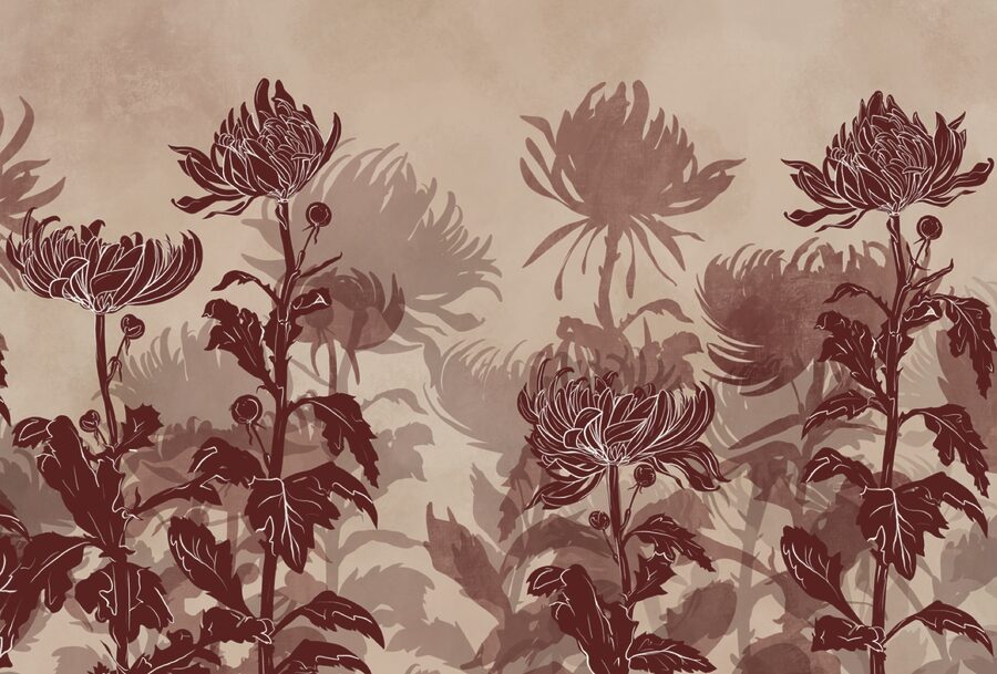 Zeichnung von Blumen und Blättern