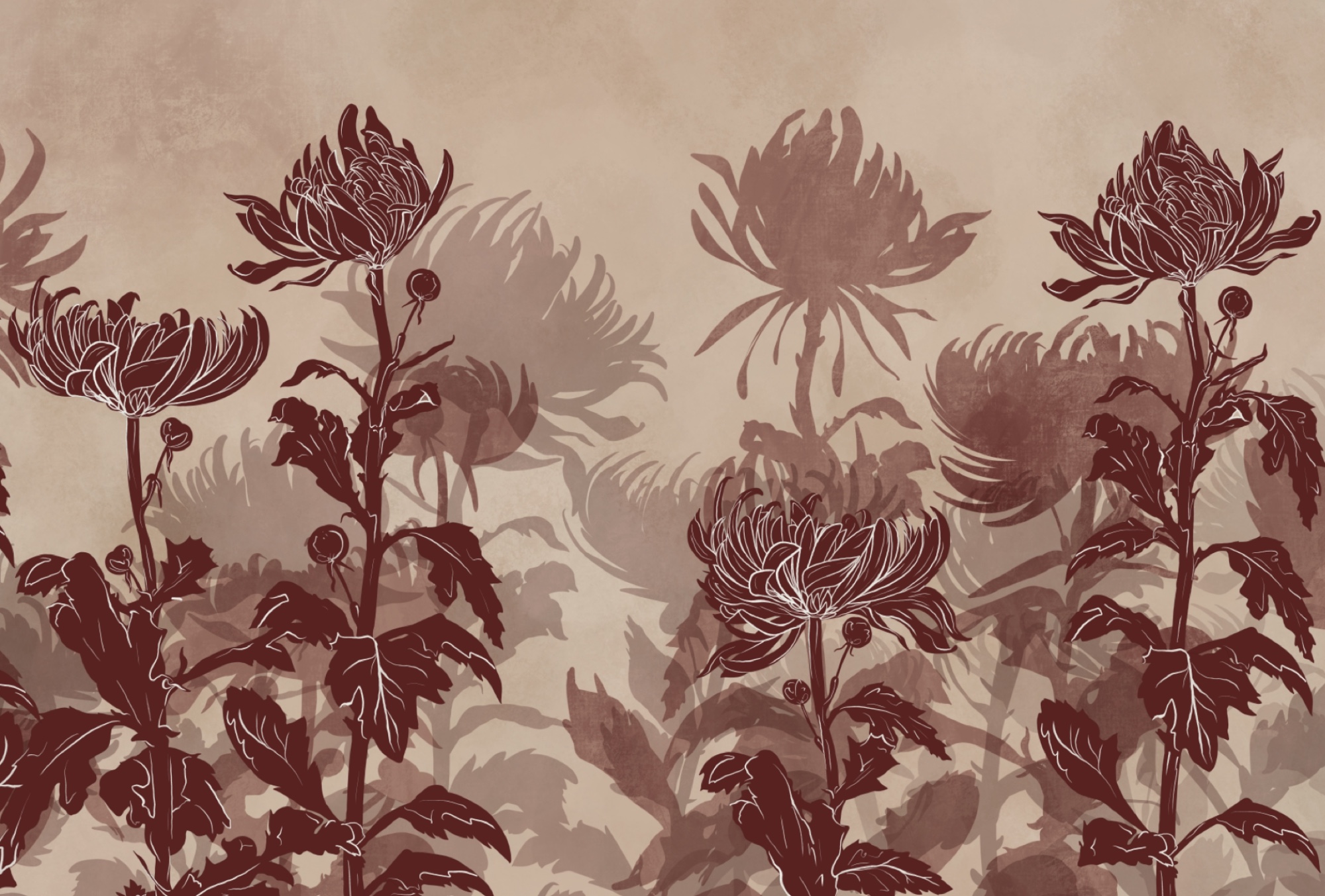 Drawing of flowers and leaves Drawing of flowers and leaves